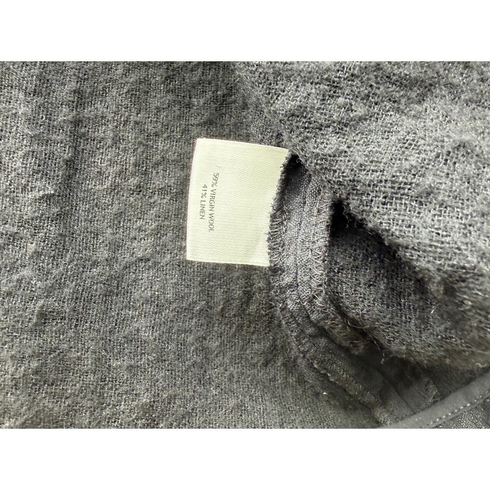 Eileen Fisher Black Italian Wool Linen Textured Frog Toggle Long Coat R6EW-1 S - Picture 5 of 8